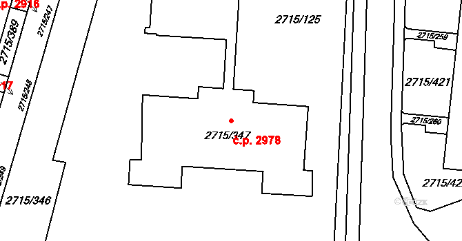 Hranice 2978, Karviná na parcele st. 2715/347 v KÚ Karviná-město, Katastrální mapa