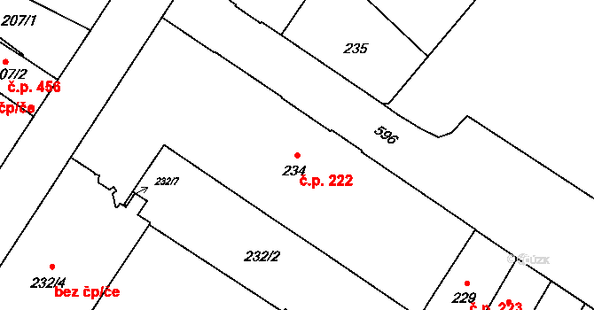 Město 222, Opava na parcele st. 234 v KÚ Opava-Město, Katastrální mapa