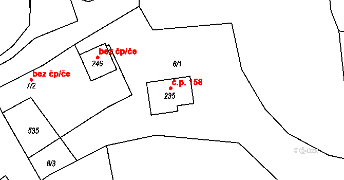 Popovice 158, Jičín na parcele st. 235 v KÚ Popovice u Jičína, Katastrální mapa