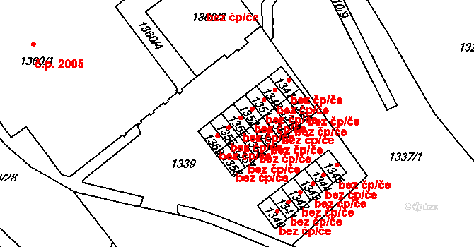 Chomutov 676 na parcele st. 1355 v KÚ Chomutov II, Katastrální mapa