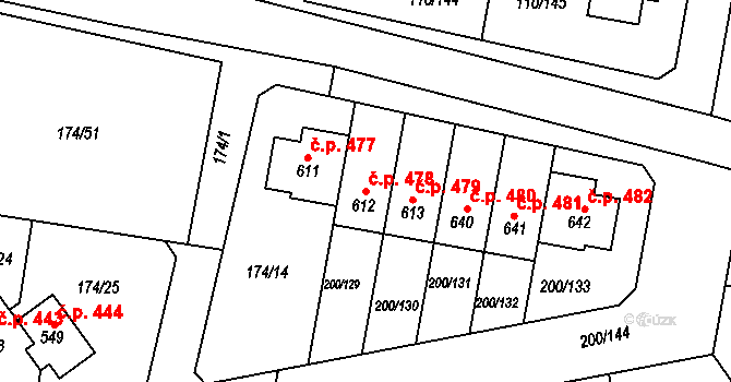 Nehvizdy 478 na parcele st. 612 v KÚ Nehvizdy, Katastrální mapa