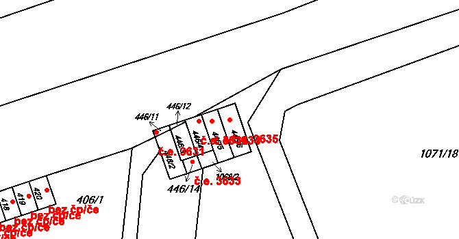 Třebovice 3635, Ostrava na parcele st. 446/6 v KÚ Třebovice ve Slezsku, Katastrální mapa