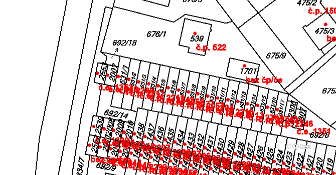 Sezimovo Ústí 2058 na parcele st. 631/6 v KÚ Sezimovo Ústí, Katastrální mapa