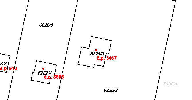Frýdek 3467, Frýdek-Místek na parcele st. 6226/3 v KÚ Frýdek, Katastrální mapa