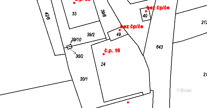 Zdeslav 16, Poleň na parcele st. 24 v KÚ Zdeslav, Katastrální mapa