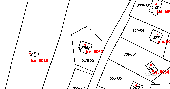 Kozojedy 5067 na parcele st. 356 v KÚ Kozojedy u Kostelce nad Černými Lesy, Katastrální mapa