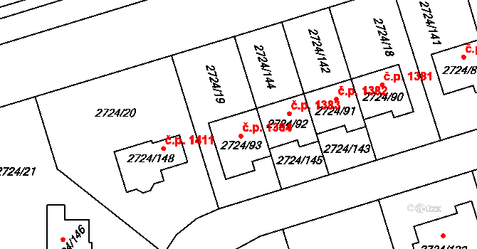 Kylešovice 1384, Opava na parcele st. 2724/93 v KÚ Kylešovice, Katastrální mapa