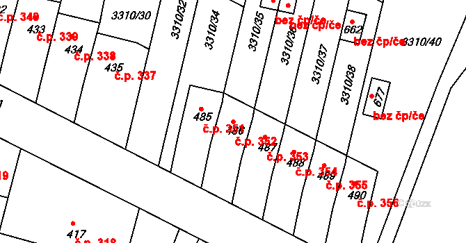 Sepekov 352 na parcele st. 486 v KÚ Sepekov, Katastrální mapa