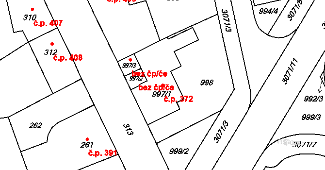 Svinov 372, Ostrava na parcele st. 997/1 v KÚ Svinov, Katastrální mapa