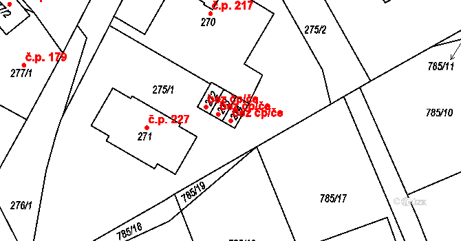 Lubná 38584719 na parcele st. 274 v KÚ Lubná u Rakovníka, Katastrální mapa