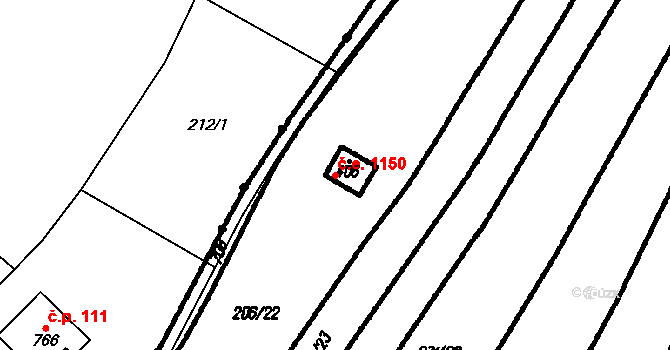 Ruprechtov 1150 na parcele st. 406 v KÚ Ruprechtov, Katastrální mapa