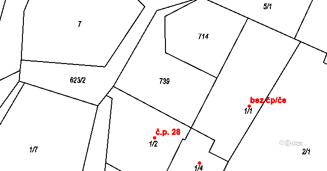 Železnice 45961719 na parcele st. 2 v KÚ Cidlina, Katastrální mapa