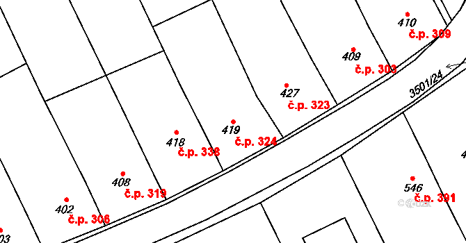 Březolupy 324 na parcele st. 419 v KÚ Březolupy, Katastrální mapa