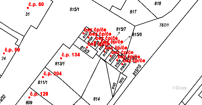 Týnec 47303719 na parcele st. 815/16 v KÚ Týnec na Moravě, Katastrální mapa