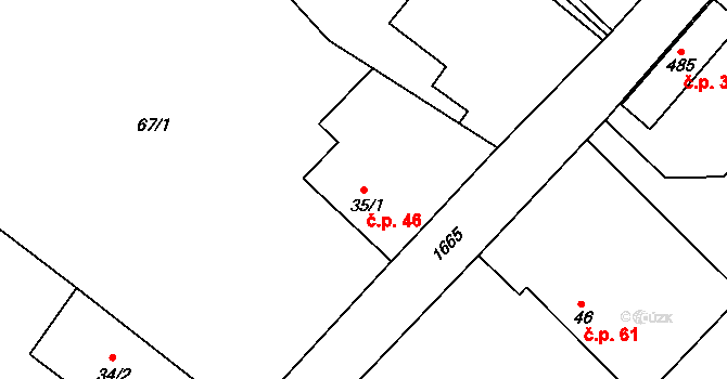 Rosice 46 na parcele st. 35/1 v KÚ Rosice u Chrasti, Katastrální mapa