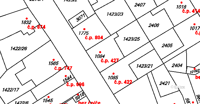 Beroun-Město 427, Beroun na parcele st. 1084 v KÚ Beroun, Katastrální mapa