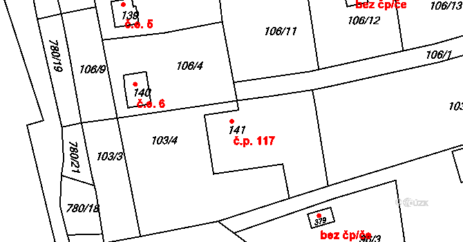 Mlékojedy 117, Neratovice na parcele st. 141 v KÚ Mlékojedy u Neratovic, Katastrální mapa