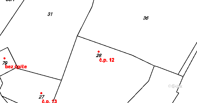 Defurovy Lažany 12, Chanovice na parcele st. 28 v KÚ Defurovy Lažany, Katastrální mapa