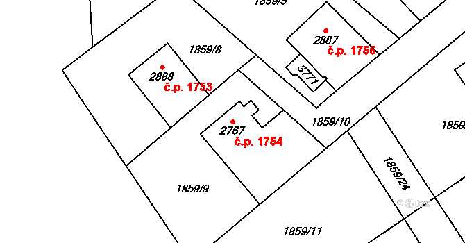 Náchod 1754 na parcele st. 2767 v KÚ Náchod, Katastrální mapa
