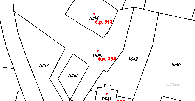 Velké Losiny 384 na parcele st. 1635 v KÚ Velké Losiny, Katastrální mapa