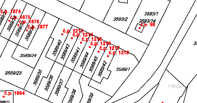 Zábřeh 1217 na parcele st. 3589/45 v KÚ Zábřeh na Moravě, Katastrální mapa