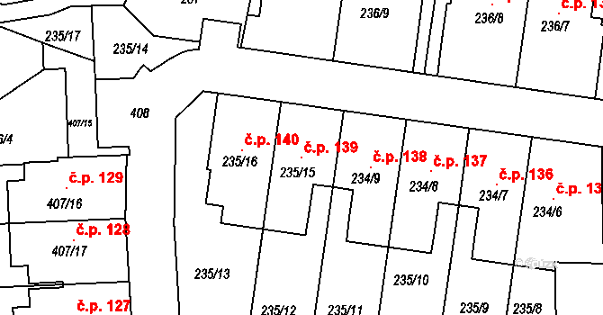 Čechovice 139, Velký Týnec na parcele st. 235/15 v KÚ Čechovice, Katastrální mapa