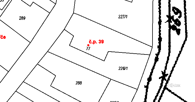 Štrampouch 39, Žáky na parcele st. 77 v KÚ Žáky, Katastrální mapa
