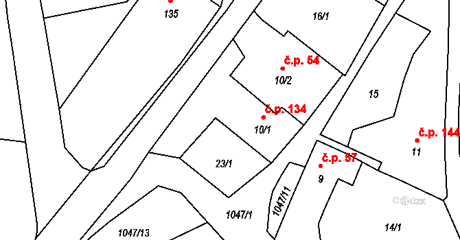 Velichov 134 na parcele st. 10/1 v KÚ Velichov, Katastrální mapa