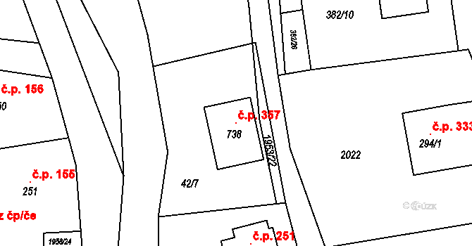 Dolní Libchavy 357, Libchavy na parcele st. 738 v KÚ Dolní Libchavy, Katastrální mapa