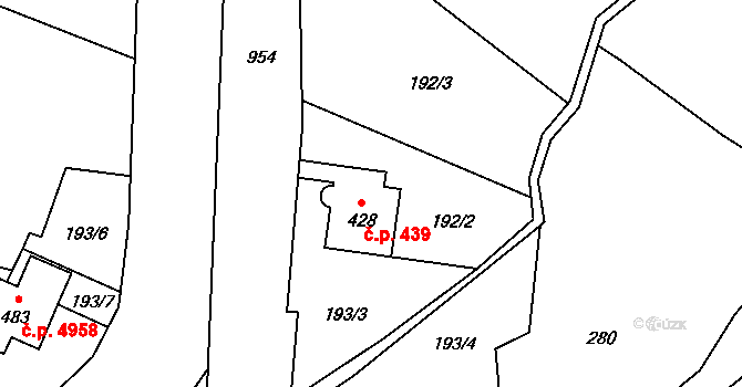 Kokonín 439, Jablonec nad Nisou na parcele st. 428 v KÚ Kokonín, Katastrální mapa
