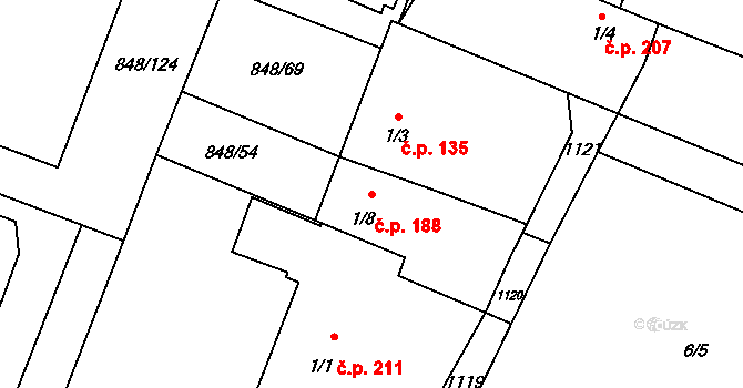 Černuc 188 na parcele st. 1/8 v KÚ Černuc, Katastrální mapa