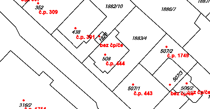 Tišnov 444 na parcele st. 508 v KÚ Tišnov, Katastrální mapa