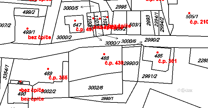 Horní Rokytnice 430, Rokytnice nad Jizerou na parcele st. 488 v KÚ Horní Rokytnice nad Jizerou, Katastrální mapa