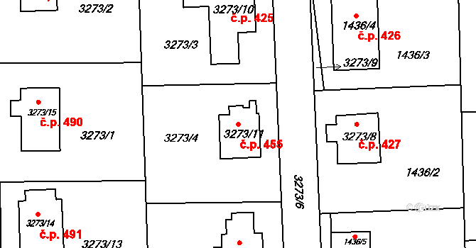 Podmoklice 455, Semily na parcele st. 3273/11 v KÚ Semily, Katastrální mapa