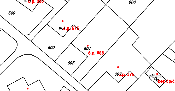 Lutyně 583, Orlová na parcele st. 604 v KÚ Horní Lutyně, Katastrální mapa