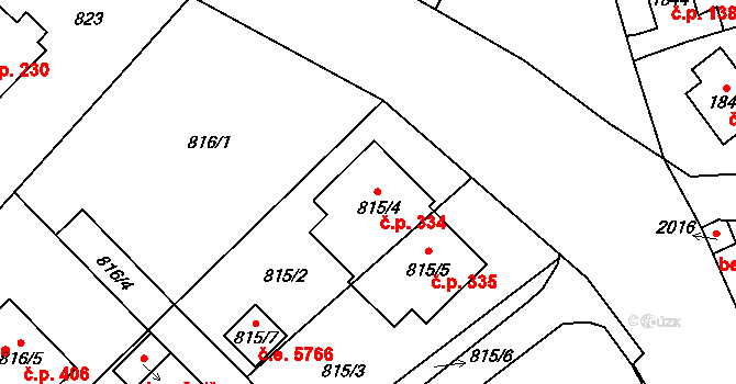 Brná 334, Ústí nad Labem na parcele st. 815/4 v KÚ Brná nad Labem, Katastrální mapa
