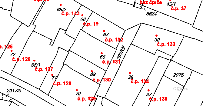 Chrudim I 131, Chrudim na parcele st. 68 v KÚ Chrudim, Katastrální mapa