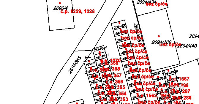 Pelhřimov 1070 na parcele st. 2694/354 v KÚ Pelhřimov, Katastrální mapa