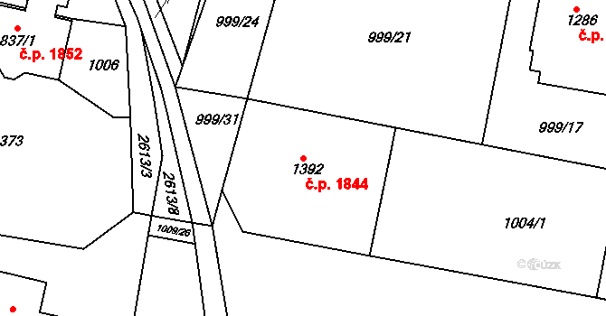 Nový Bydžov 1844 na parcele st. 1392 v KÚ Nový Bydžov, Katastrální mapa