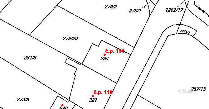 Mašov 114, Turnov na parcele st. 294 v KÚ Mašov u Turnova, Katastrální mapa