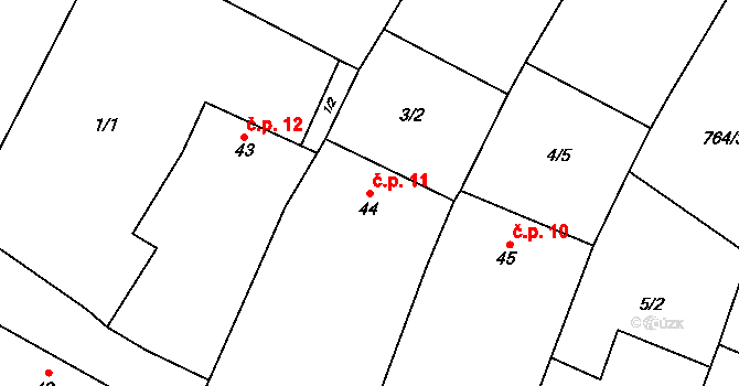 Markvarec 11, Český Rudolec na parcele st. 44 v KÚ Markvarec, Katastrální mapa