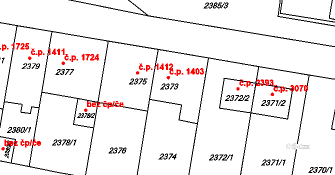 Záběhlice 1403, Praha na parcele st. 2373 v KÚ Záběhlice, Katastrální mapa