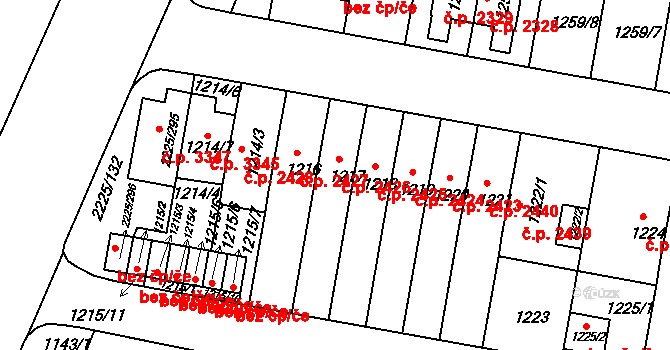 Záběhlice 2426, Praha na parcele st. 1217 v KÚ Záběhlice, Katastrální mapa