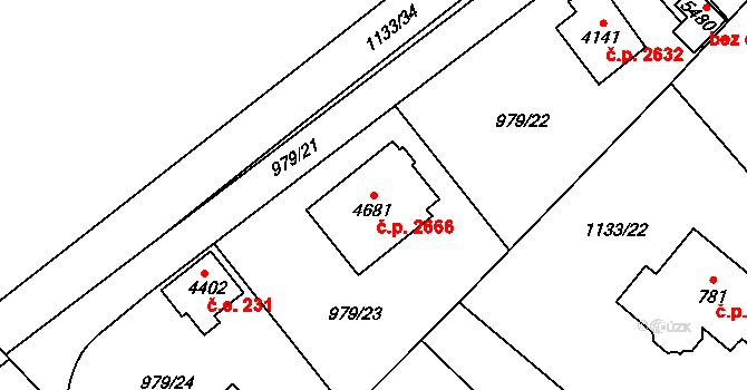 Dvůr Králové nad Labem 2666 na parcele st. 4681 v KÚ Dvůr Králové nad Labem, Katastrální mapa