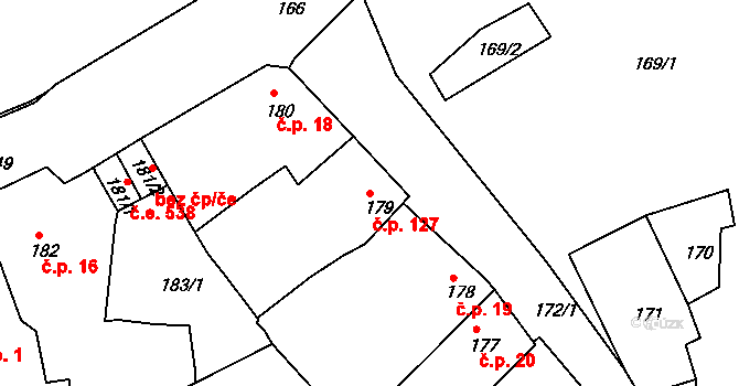 Pražské Předměstí 127, Bílina na parcele st. 179 v KÚ Bílina, Katastrální mapa