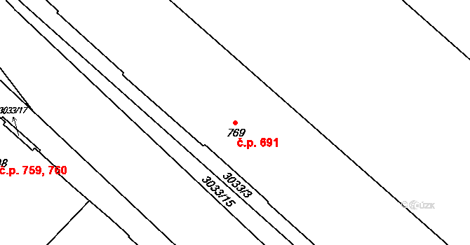 Předměstí 691, Opava na parcele st. 769 v KÚ Opava-Předměstí, Katastrální mapa