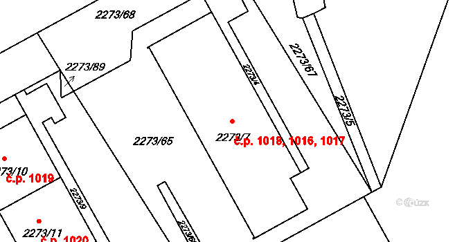 Šluknov 1016,1017,1018 na parcele st. 2273/7 v KÚ Šluknov, Katastrální mapa