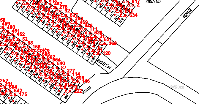Veselí nad Moravou 269 na parcele st. 2431/1 v KÚ Veselí-Předměstí, Katastrální mapa