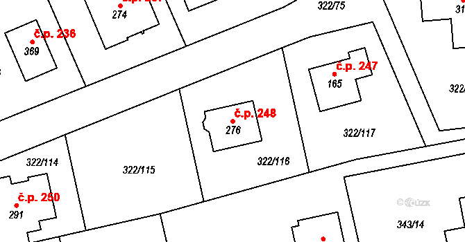 Bubovice 248 na parcele st. 276 v KÚ Bubovice, Katastrální mapa
