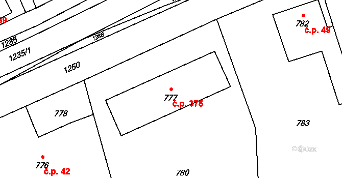 Lichnov 375 na parcele st. 777 v KÚ Lichnov u Bruntálu, Katastrální mapa
